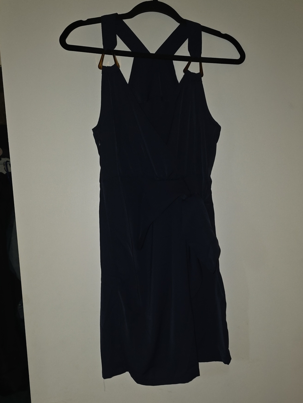 SHEIN Navy Crossback Wrap-Detail Midi Dress